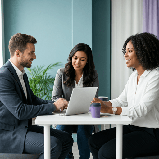 Team collaborating in a modern office
